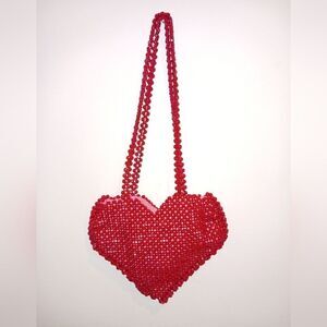 Isaac Mizrahi New York bag red heart bead purse